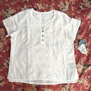 KÜHL Liana top white cotton XL NWT Henley
